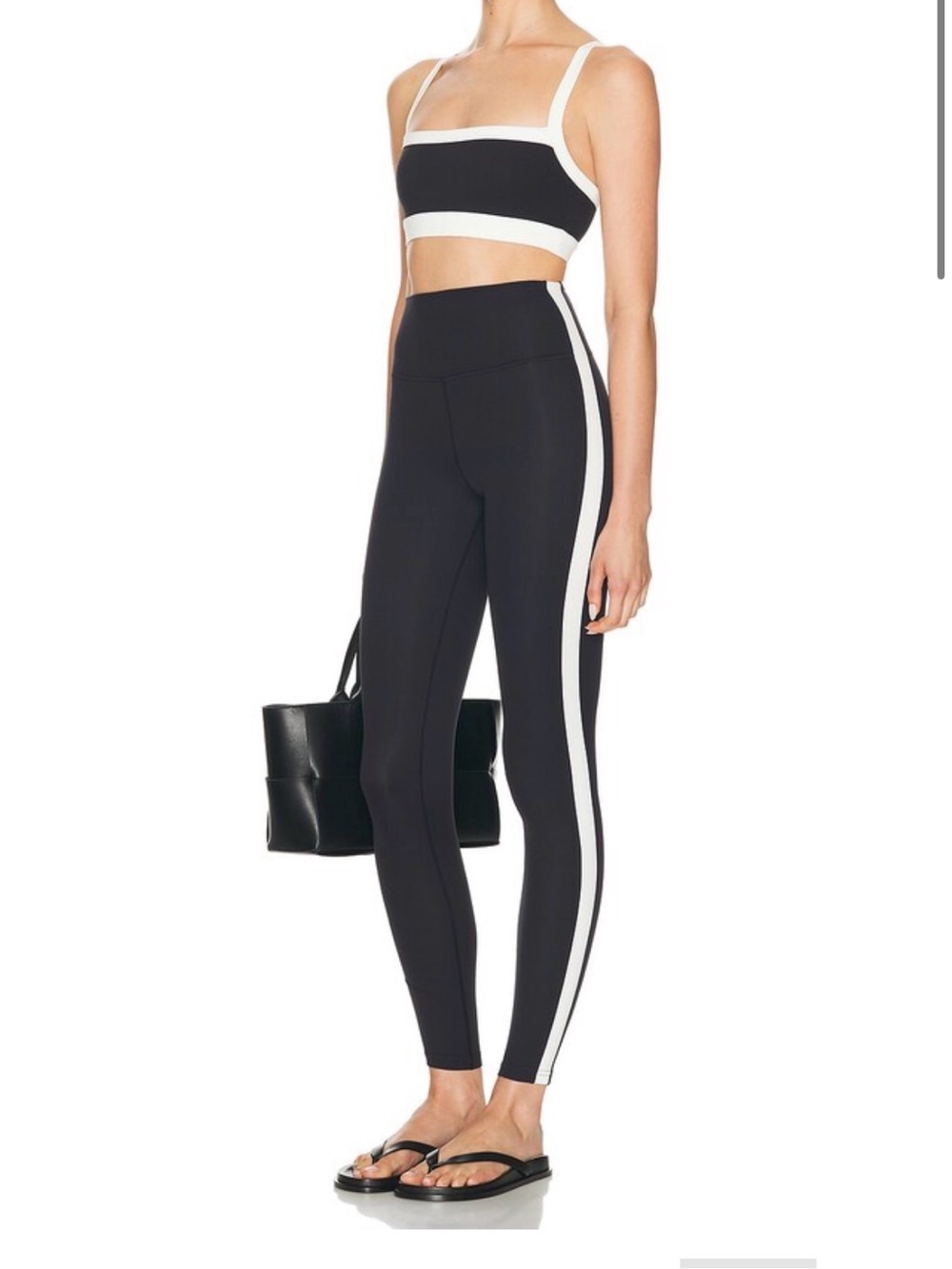 Splits59 Black Leggings with White Side Stripe